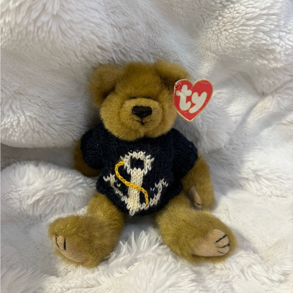 Ty Brown Teddy Bear with Navy Sweater